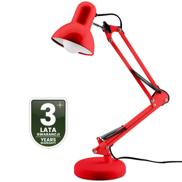 Työpöytälamppу Piirustuslamppу Pöytälamppу E27 TOBI Punainen Lumiled + kiinnike tasoon