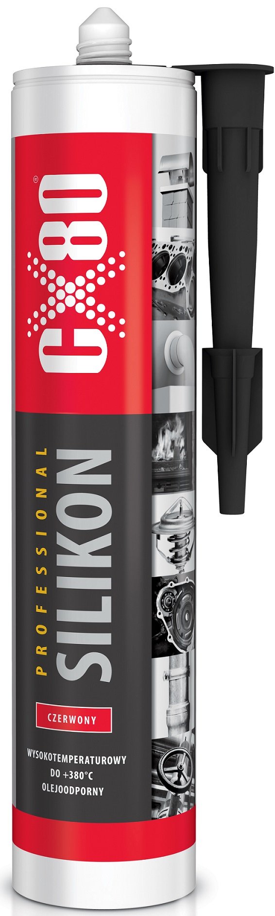 PROFESSIONEL HØJTEMPERATUR RØD SILIKONE 310ML - CX-034