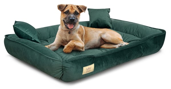 Hundkoja 100x75 cm velour mörkgrön