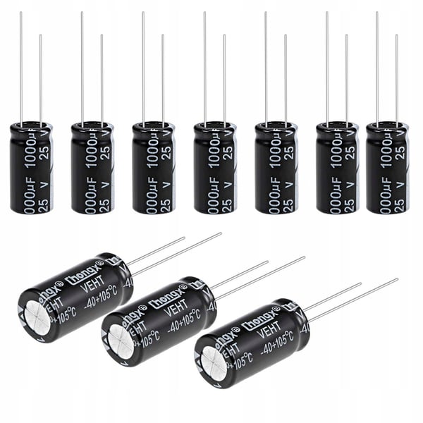 Elektrolytkondensator Lav ESR 1000uF 25V 10x20mm pitch 5mm 10 stk.