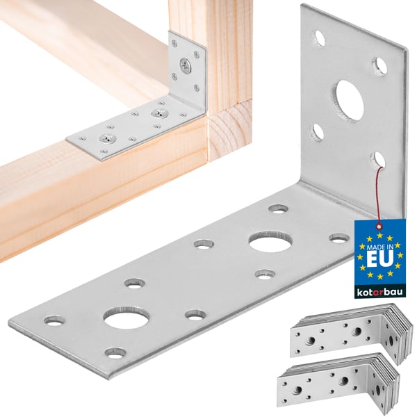 Kotarbau® Kirvesmiehen kulmaliitin ruostumatonta terästä sinkittyä 100 x 50 x 35 MM 25 kpl:n sarja