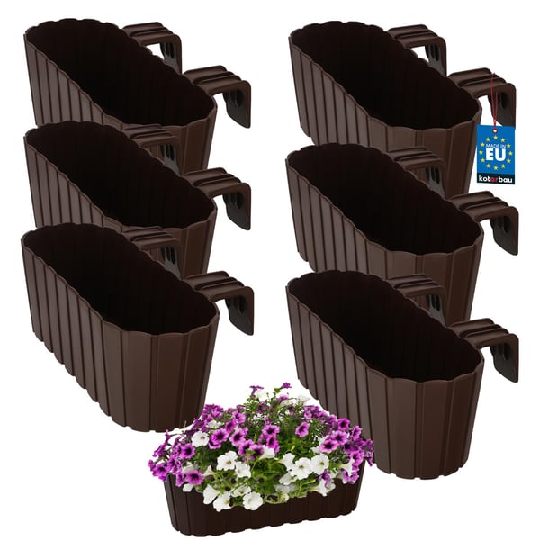 KOTARBAU® Balkongkruka oval rustik brun 400 mm 6-pack