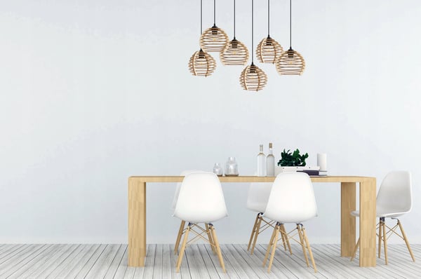 Hængende lampe, loftslysekrone, træ, LED lampeskærm