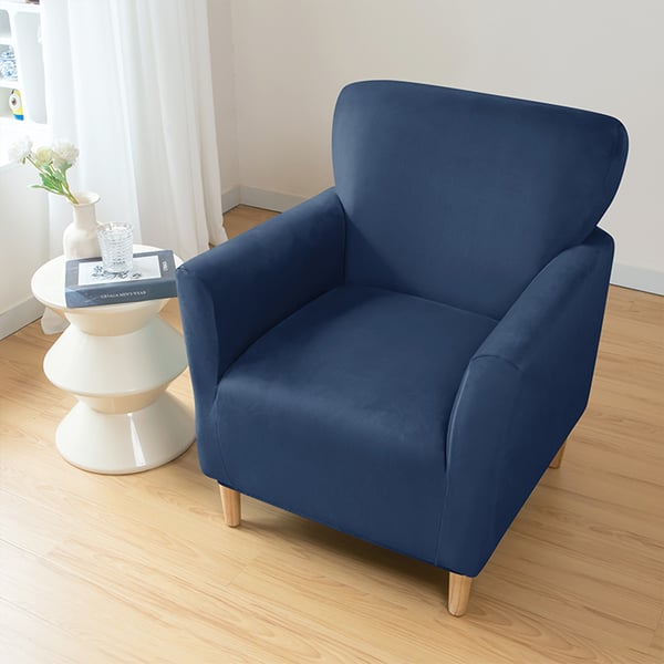 Päällinen pieneen nojatuoliin S, samettia, tummansininen
