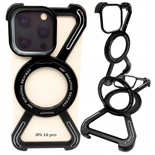 Skal för iPhone 16 Pro pansar MagSafe metallskal titanium hållare 360