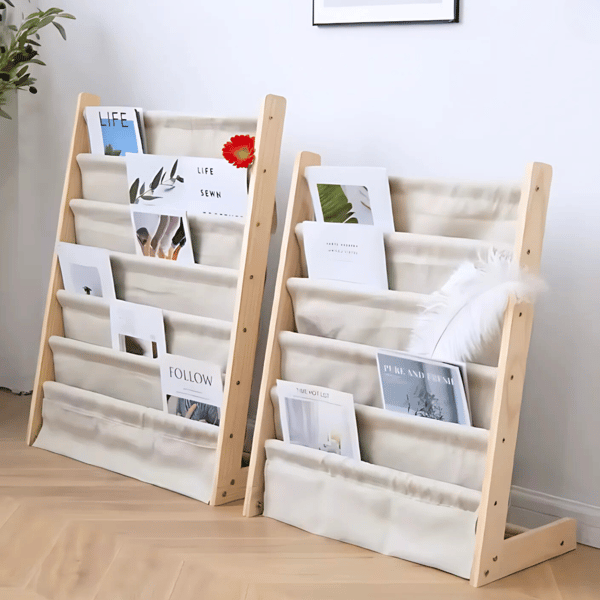 Bokhylla i træ biblioteksbredde 60 cm