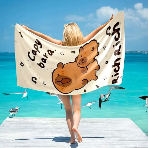 Mikrofiberstrandhandduk Capybara Snabbtorkande 3D 150x75 cm