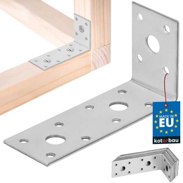 Kotarbau® Kirvesmiehen kulmaliitin ruostumatonta terästä sinkittyä 100 x 50 x 35 mm 12 kpl:n sarja