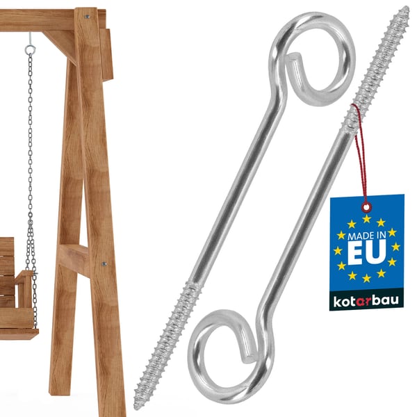 Kotarbau® Kattokiinnityskoukku, kääritty, ruuvattava, ruostumaton teräs, 230 MM, 2 kpl:n sarja