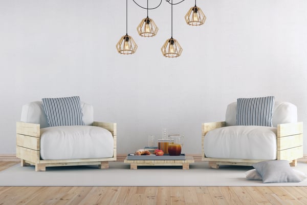 MODERN LED-TAKLAMPA I TRÄ