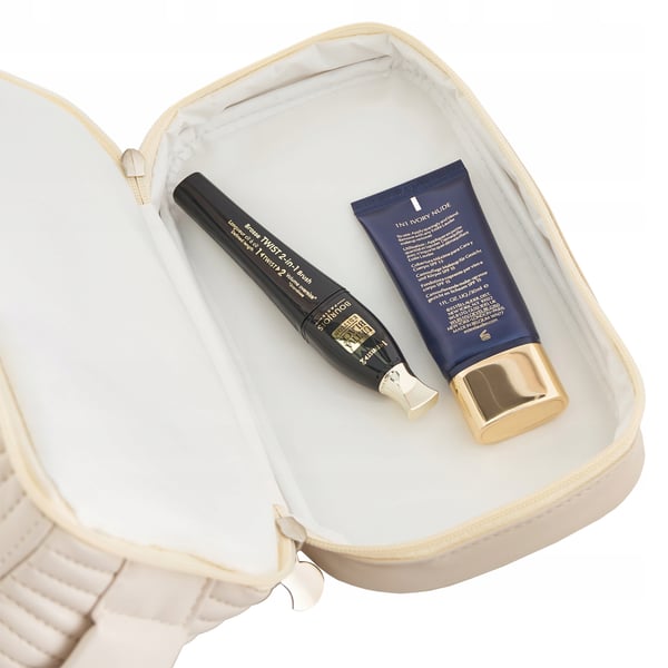 BKP-13 beige halvmåneformad sminkväska STELLA