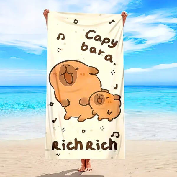 Mikrofiberstrandhandduk Capybara Snabbtorkande 3D 150x75 cm