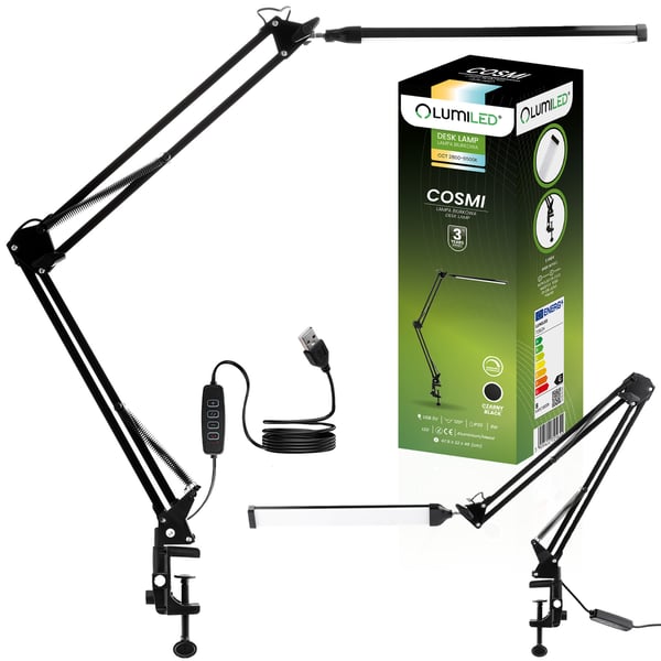 Pöytälamppu Piirustus LED 8W CCT USB Himmentävä COSMI Musta Lumiled