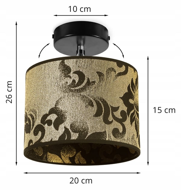 Loftshængende lampe, væglampe, lampeskærm, guldmønster