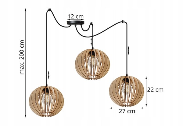 MODERN LED-TAKLAMPA I TRÄ