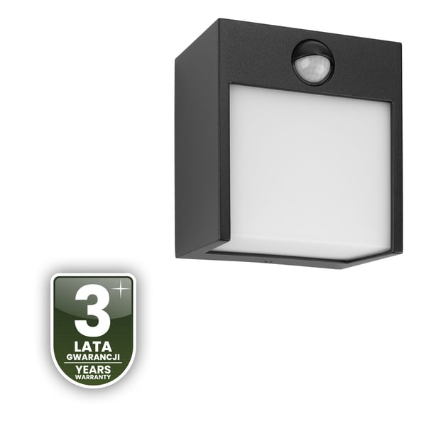Trädgårdslampa väggmontering LED väggarmatur utomhus PIR-rörelsesensor IP54 12W 3000K RUBUS LUMILED