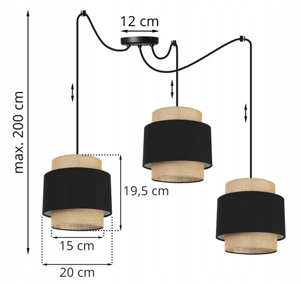 Hængende lampe, loftslysekrone, lampeskærm, boho juta