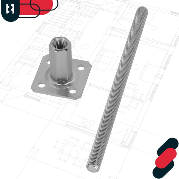 KOTARBAU® Vertikalt justerbart stålstolpankare för paviljonger 80 x 330 mm 4-pack