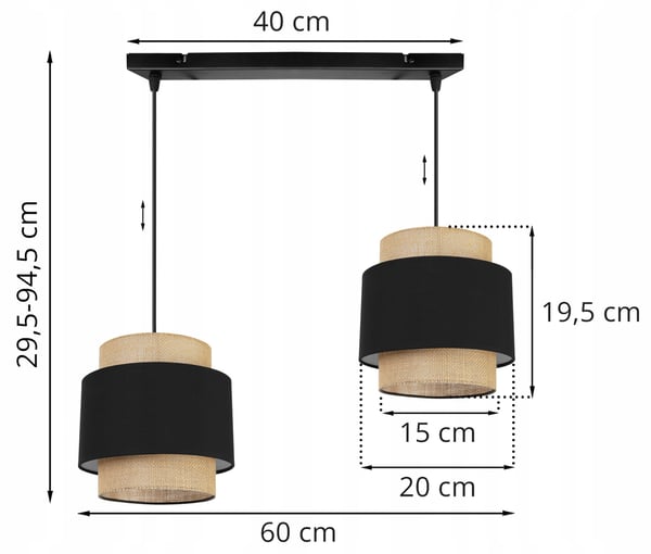 Hængende lampe, loftslysekrone, lampeskærm, boho juta