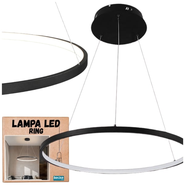 Ring LED-taklampa mattsvart 25W modern industriell hängande