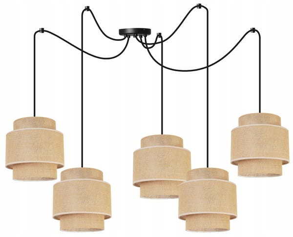 Hængende lampe, loftslysekrone, lampeskærm, boho juta