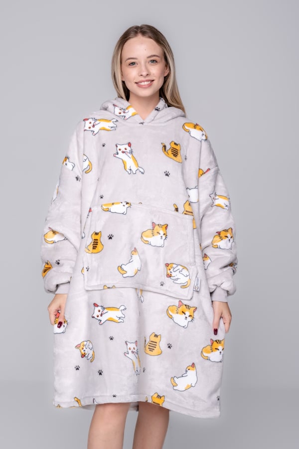 BLANKET collegepaita Ylisuuri lämmin Paksu peitto collegepaita 2in1 XXL kissakuvioinen karvainen [KB-W10]