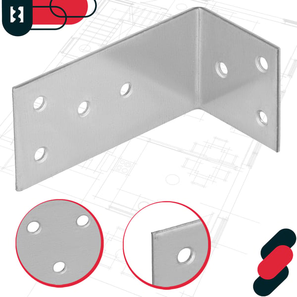 Kotarbau® Kirvesmiehen kulmaliitin ruostumatonta terästä sinkittyä 40 x 80 x 40 mm 50 kpl:n sarja