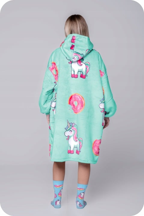 BLANKET collegepaita Ylisuuri lämmin Paksu 2in1-peitto collegepaita XXL yksisarvinen + sukat [KB-S6]