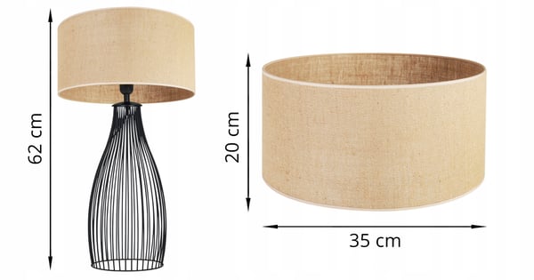 SOVEVÆRELSESBORDLAMPE I JUTE-RØR