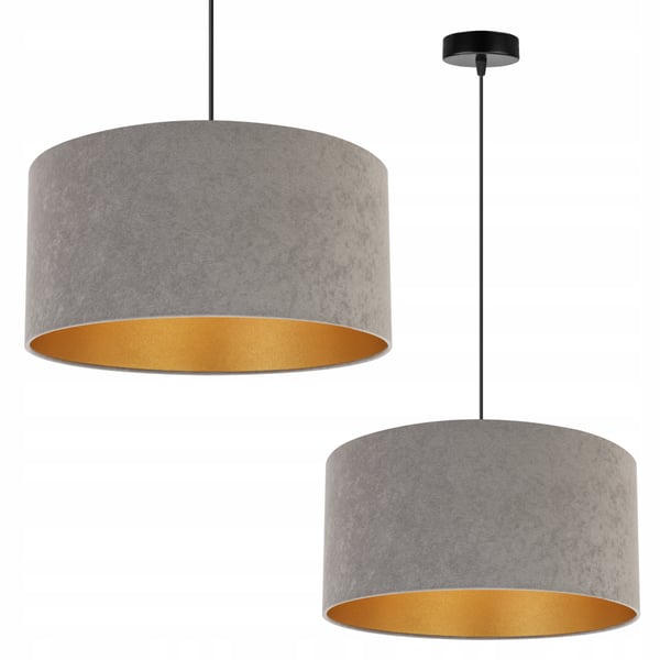 HÄNGANDE LAMPA TAKKRONAN GYLLENE SAMMETS LAMPSKÄRM