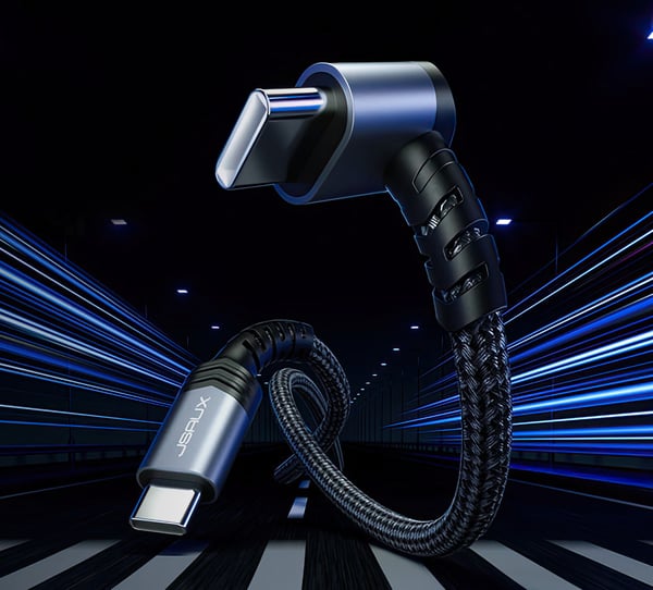 JSAUX 90 graders vinklet kabel USB-C til USB-C 60W Steam Deck