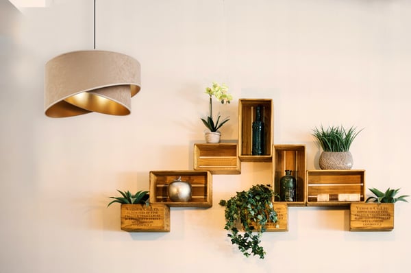 HÆNGENDE LAMPE LOFTSKRONE GYLDEN FLØJLSSKÆRM