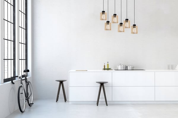 Hængende lampe, loftslysekrone, træ, LED lampeskærm