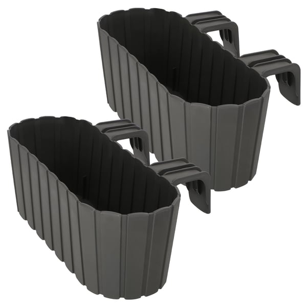 KOTARBAU Balkongblomkruka för räcke oval rustik grå 400 mm set om 2