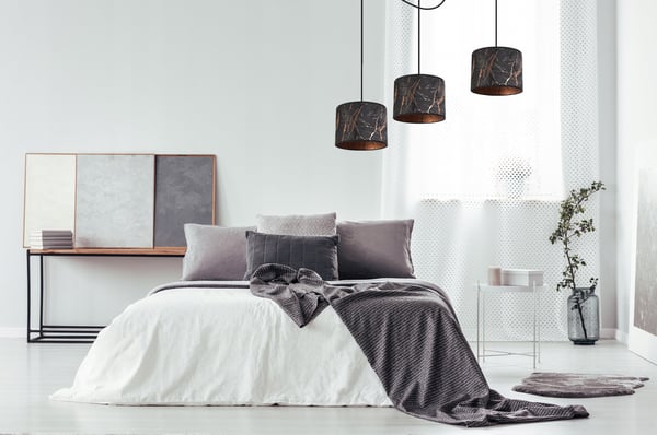 Lofthængende lampe, edderkoppemønster lampeskærm, kobber