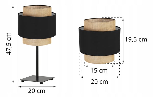 NATBORDLAMPE BOHO JUTA LAMPESKÆRM 20 CM