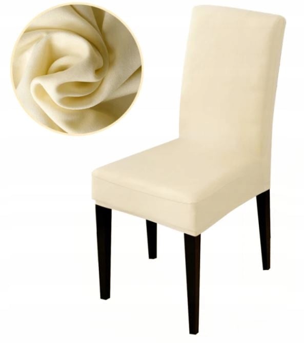 Beige luonnonvalkoinen tuolinpäällinen, sileä, joustava