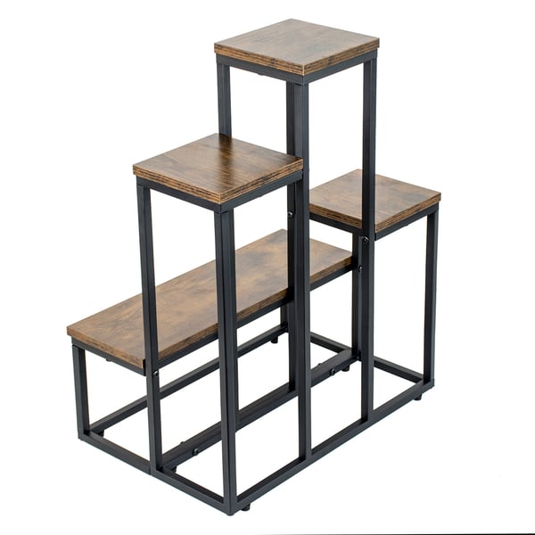 Stående blomsterstativ til blomster og planter, metal loft, 6 potter, industriel, 68 cm
