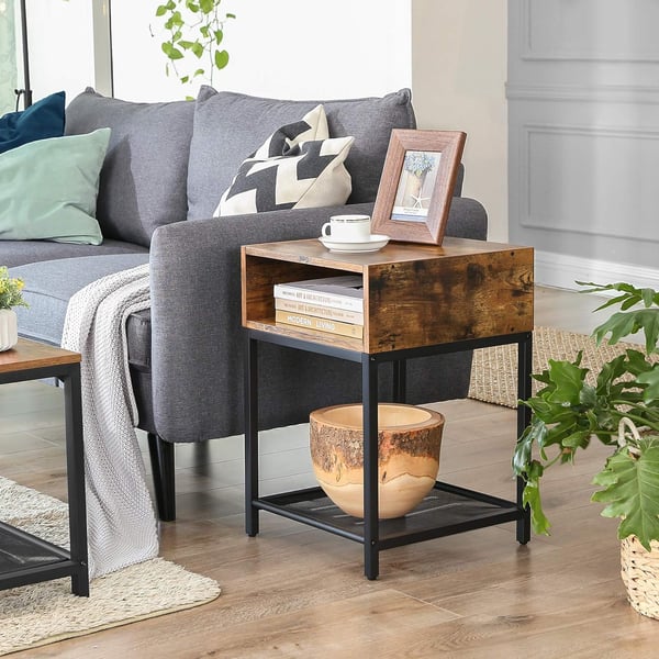 Songmics - Sofabord, Natbord til seng, Sofa, til blomster, 3 hylder, Firkantet