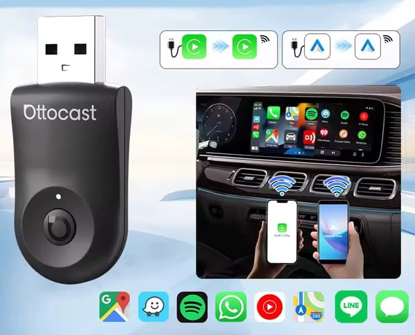 Ottocast Mini 2-i-1 trådlös adapter CarPlay / Android Auto CA505-T