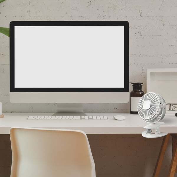 LED-ventilatorklemme stående skrivebord hvid oplyst USB-ventilator