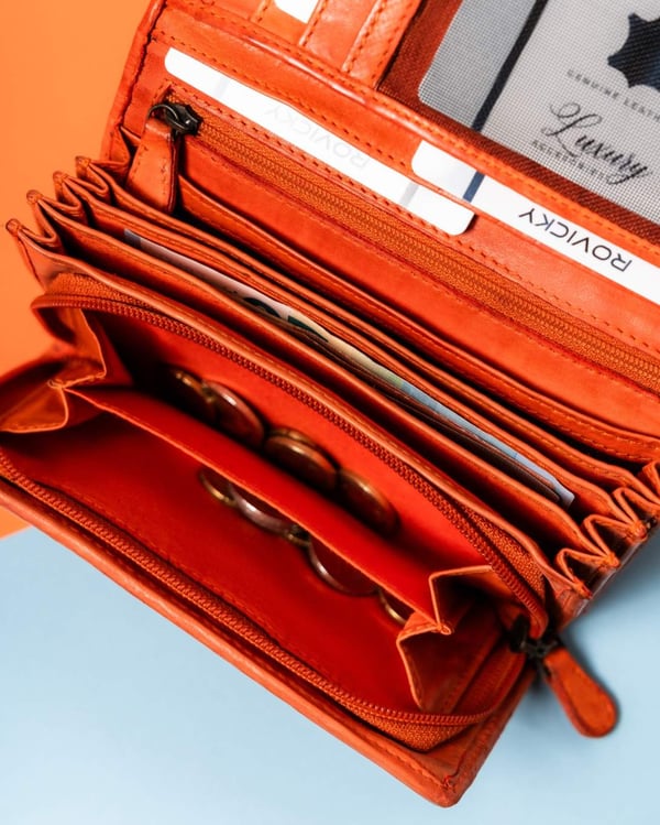 Damplånbok i läder R-N22-ZPT-7330 Orange