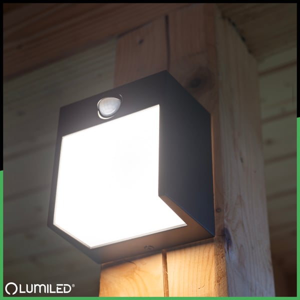 Trädgårdslampa väggmontering LED väggarmatur utomhus PIR-rörelsesensor IP54 12W 3000K RUBUS LUMILED