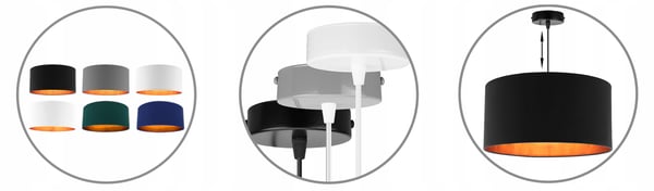LOFTSLAMPE MED GYLDET LED-SKÆRM