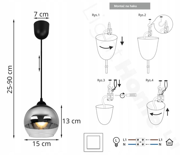 ELEGANT HÆNGELAMPE, GLASLAMPE, KROM LED
