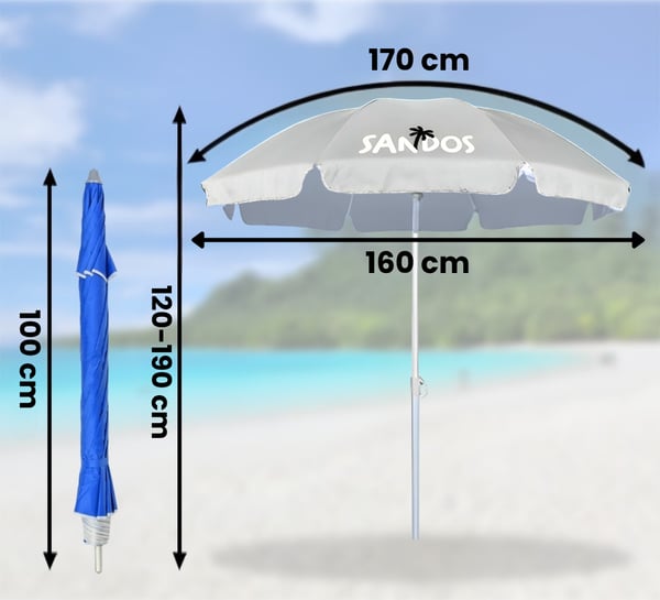 Strandparasoll med UV-filter - grå