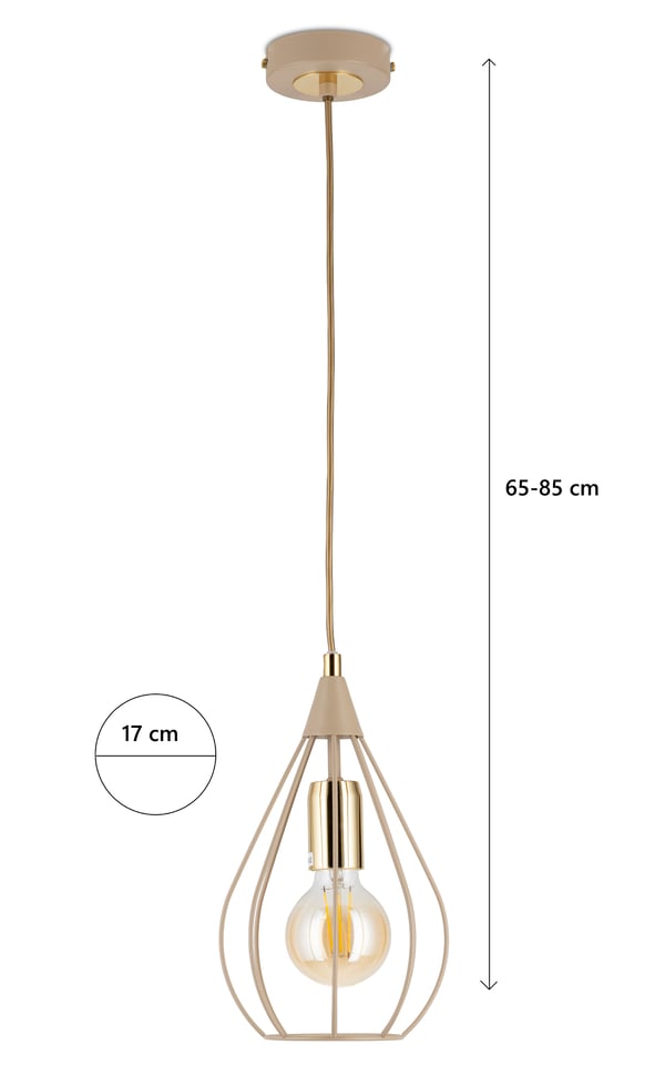 Noa Beige hänglampa 1xE27 17 cm