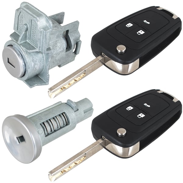 Opel Vectra C 02-09 Låsinsats vänster framdörr + tändningsinsats + 2 nycklar med elektronik 4 st. Set