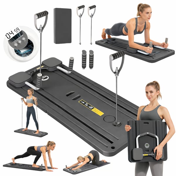 Pilatebräda träning reformer pilatesmatta motståndsband timer