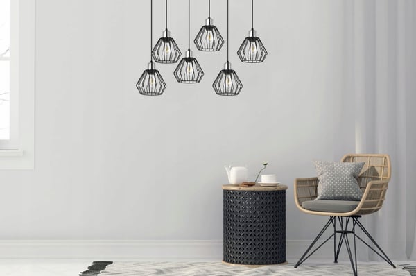 Hængelampe, loftslysekrone, trådskærm, LED